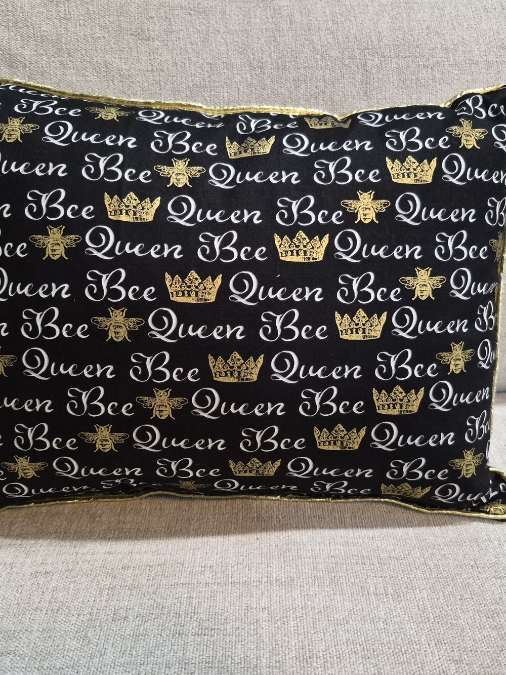 Queen Bee Decorative Throw  Pillow in Black and Gold